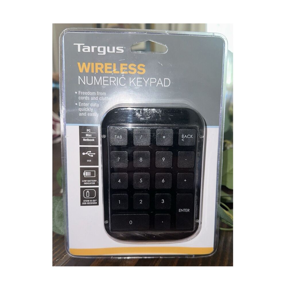 Targus Wireless Numeric Keypad AKP11US Black Ergonomic Portable USB QWERTY